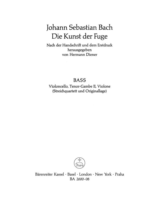 The Art of Fugue - Bach, Johann Sebastian