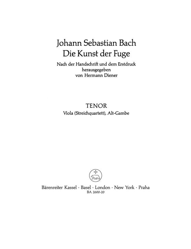 The Art of Fugue - Bach, Johann Sebastian