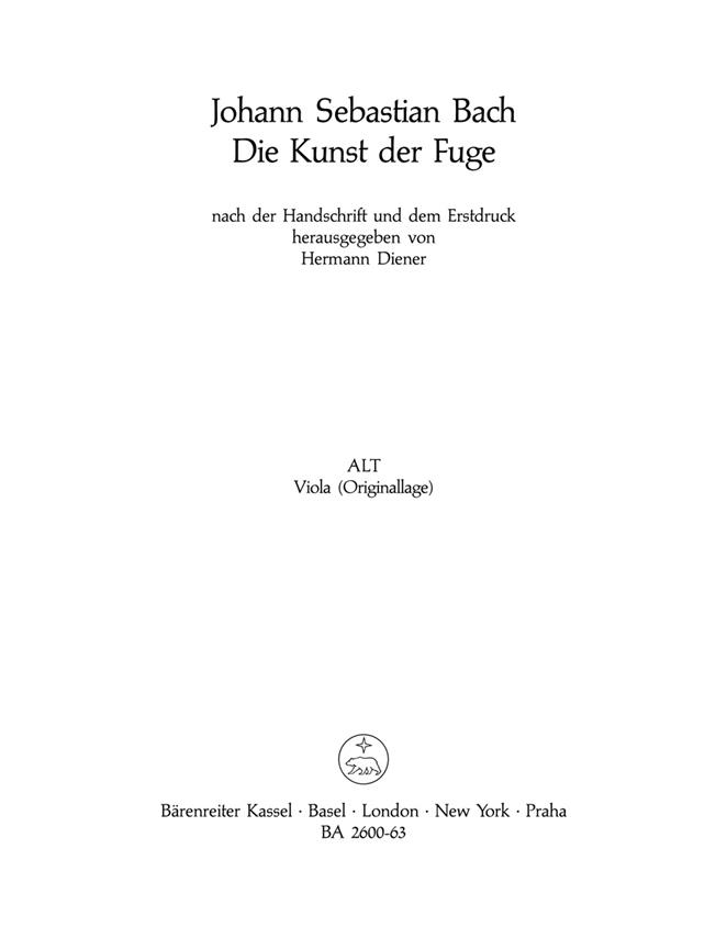 The Art of Fugue - Bach, Johann Sebastian