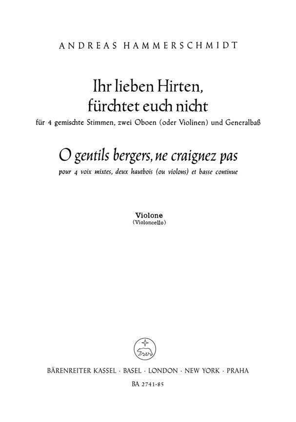 Ihr lieben Hirten, fürchtet euch nicht - O gentils bergers, ne craignez paz - Hammerschmidt, Andreas