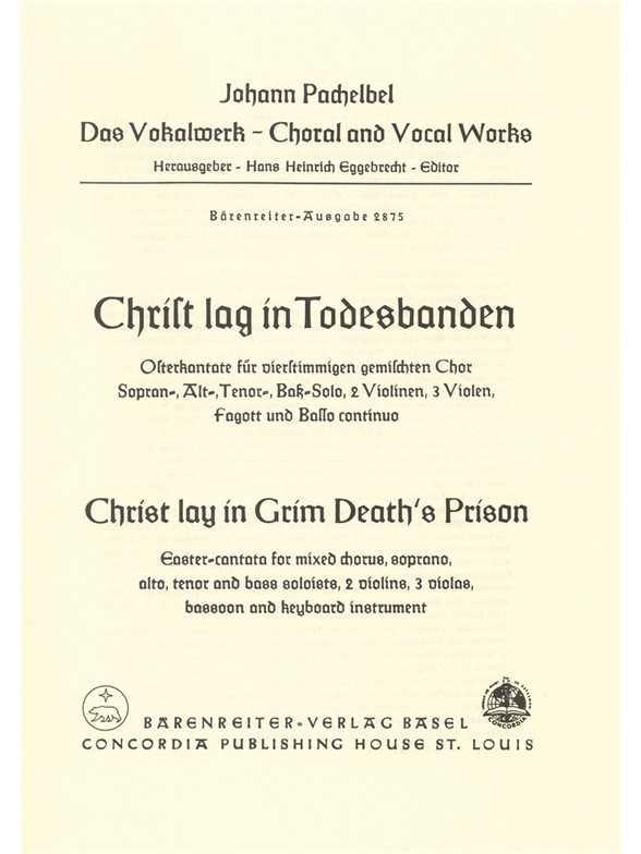 Christ lay in grim death's prison - Pachelbel, Johann