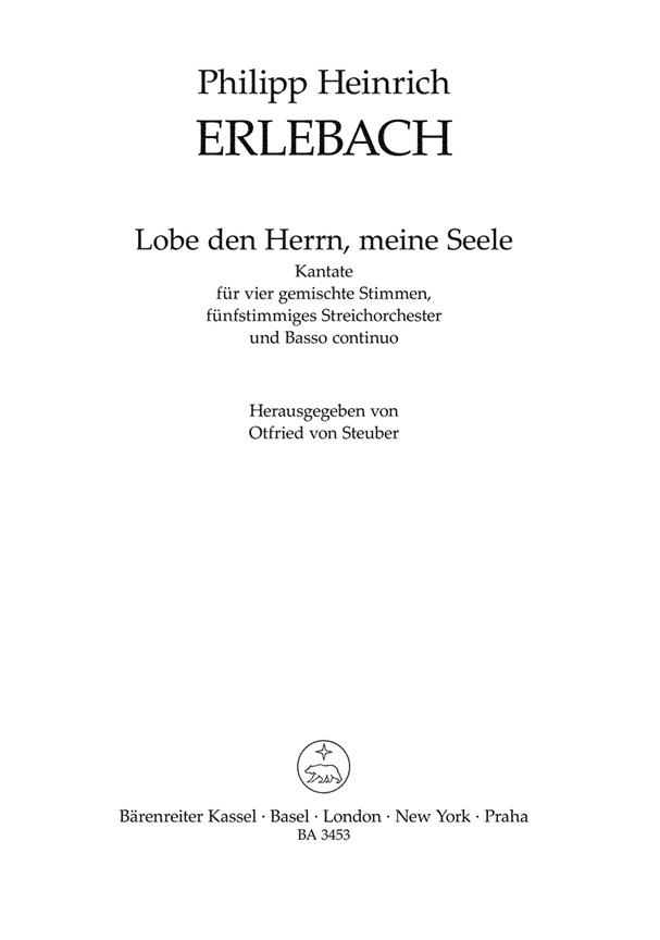 Lobe den Herrn, meine Seele - Erlebach, Philipp Heinrich