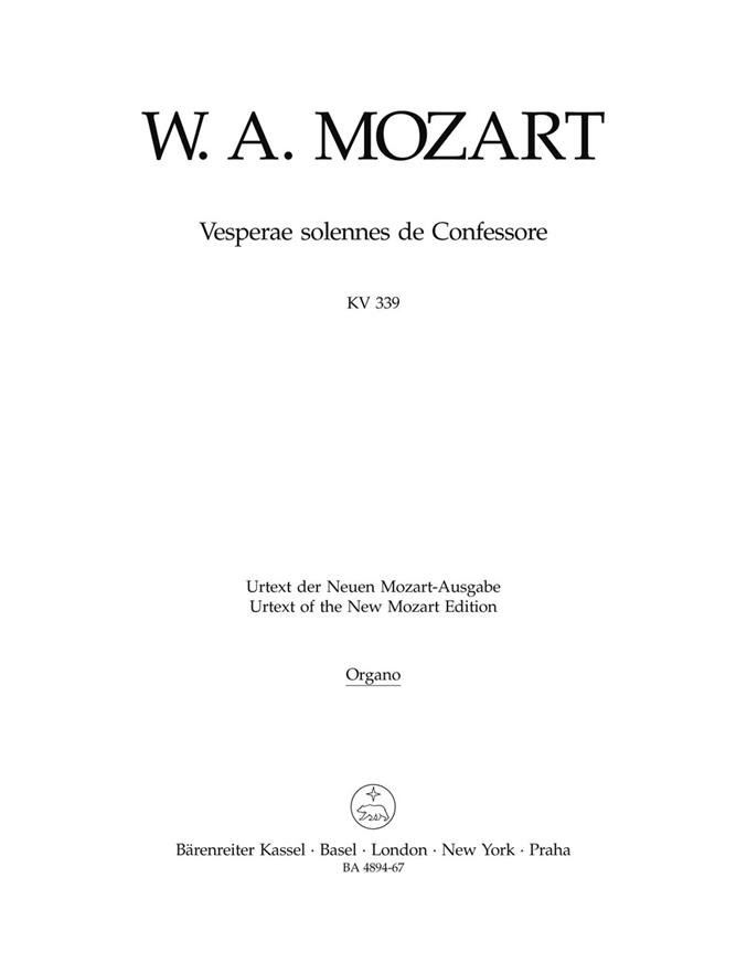 Vesperae solennes de Confessore - Mozart, Wolfgang Amadeus