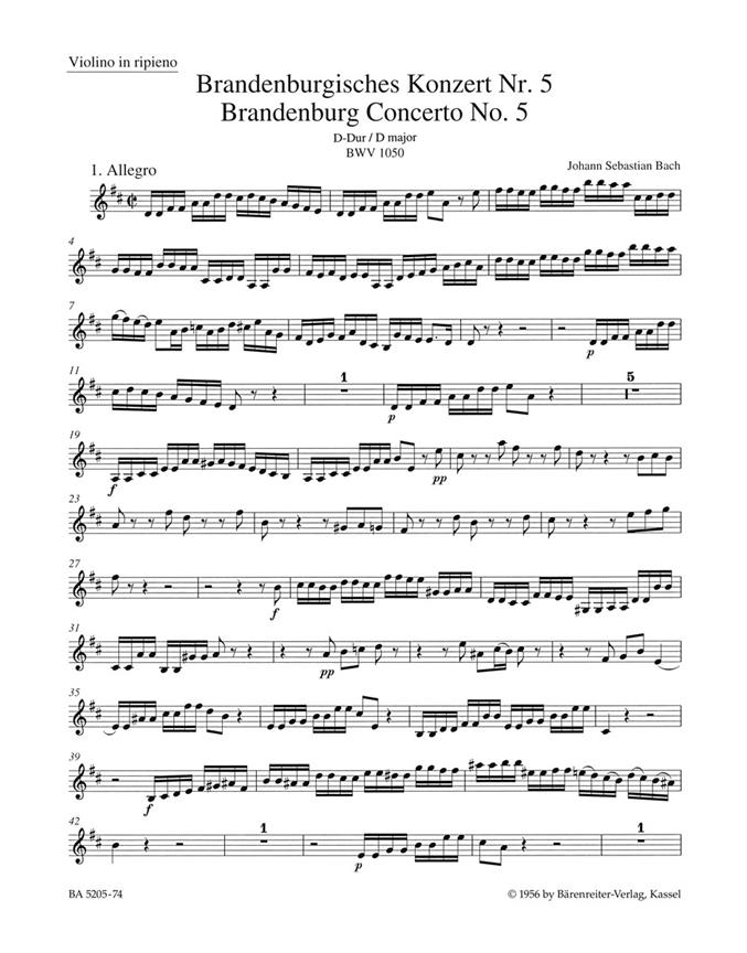 Brandenburg Concerto No. 5 and Concerto No. 5 "Early Version" - Bach, Johann Sebastian