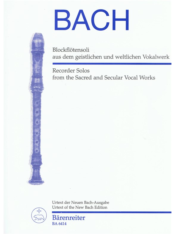 Recorder Solos from the Sacred and Secular Vocal Works - Bach, Johann Sebastian