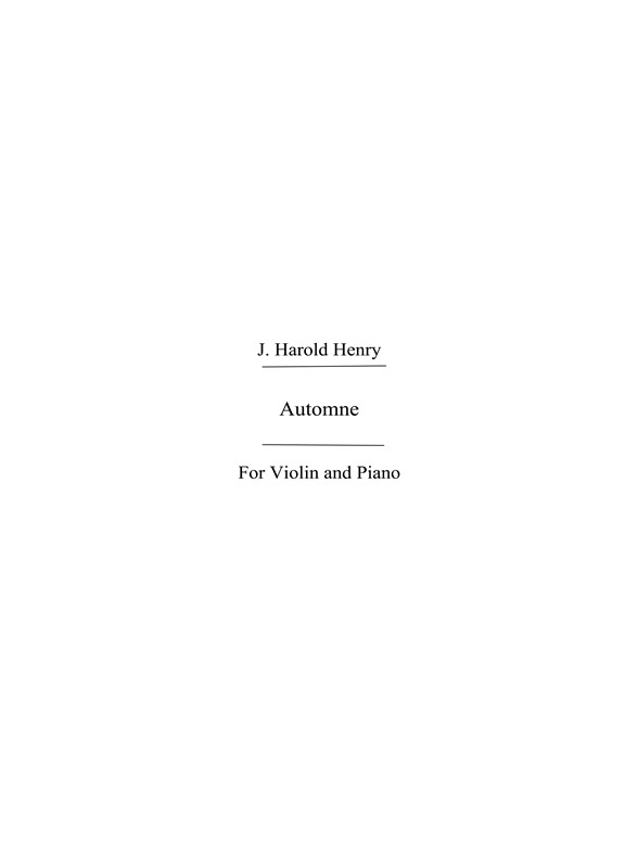 Henry, J H Automne Vln/Pf