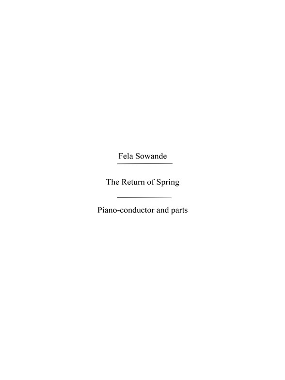 Sowande, F The Return Of Spring Orch Pf Sc/Pts