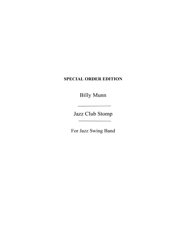 Munn, Billy Jazz Club Stomp New Swing Cameos Jznsw Bnd
