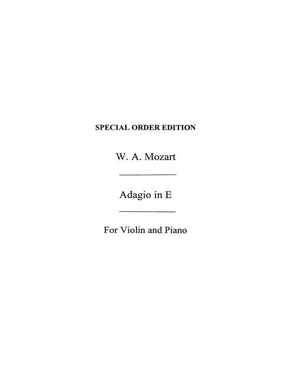 Mozart, Wa Adagio In E Kv261 Vln/Pf