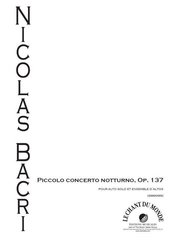 Nicolas Bacri: Piccolo Concerto Notturno