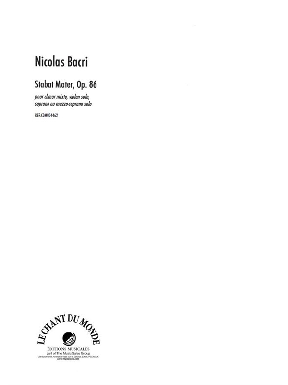 Nicolas Bacri: Stabat Mater, Op. 86