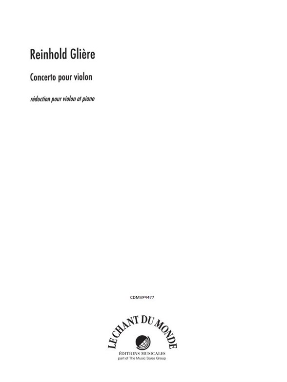 Reinhold Glière: Concerto Pour Violon, Concerto Allegro