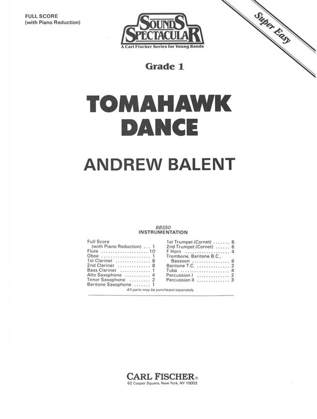 BALENT ANDREW TOMAHAWK DANCE CONCERT BAND FULL SCORE