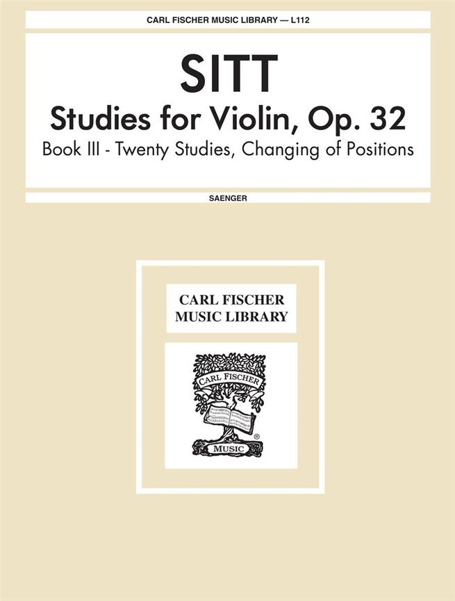 Sitt Studies For Vln Op.32 Vol 3 Bk
