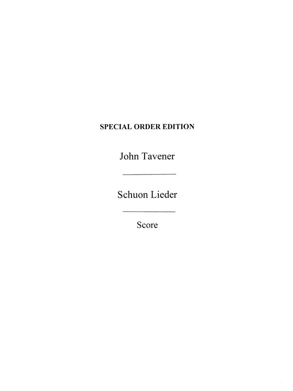 John Tavener: Schuon Lieder (Score)