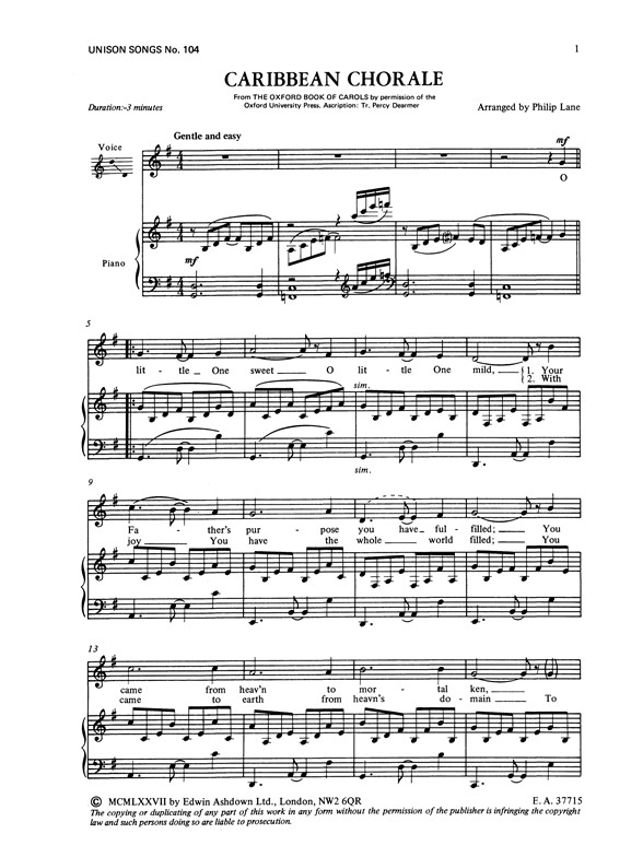 Lane, P Caribbean Chorale Unison