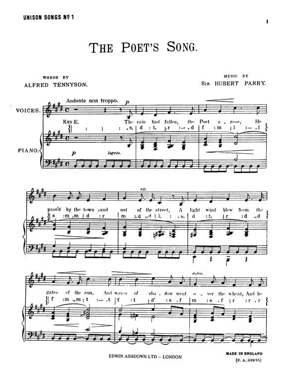 C. Hubert Parry: The Poet's Song
