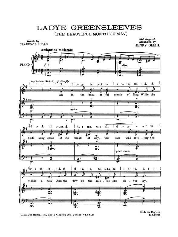 Ladye Greensleeves (Geehl) Unison (U64) (Ea36976)