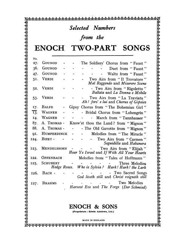 Balfe, M Gypsy Chorus From Bohemian Girl 2-pt