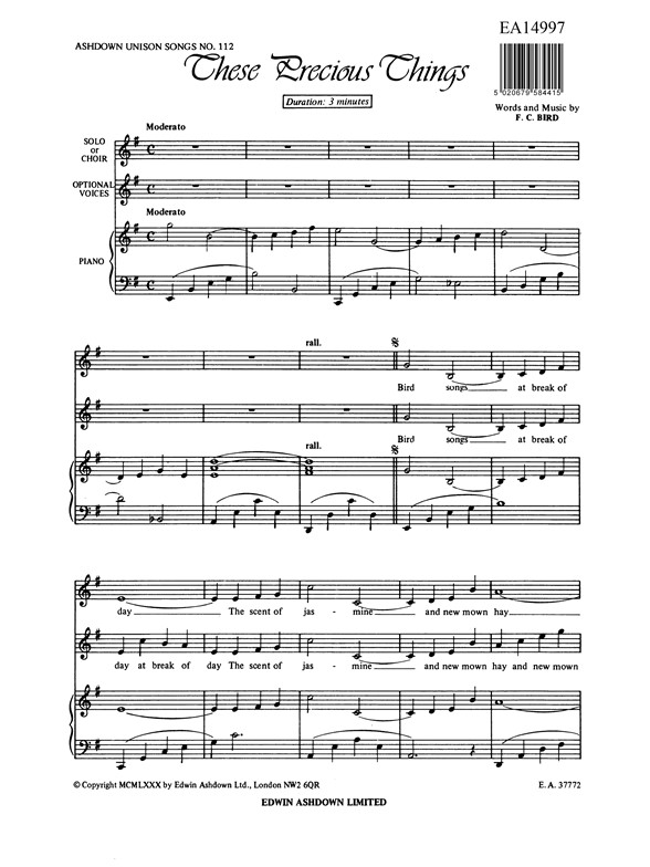 Bird, F These Precious Things Unison/Piano
