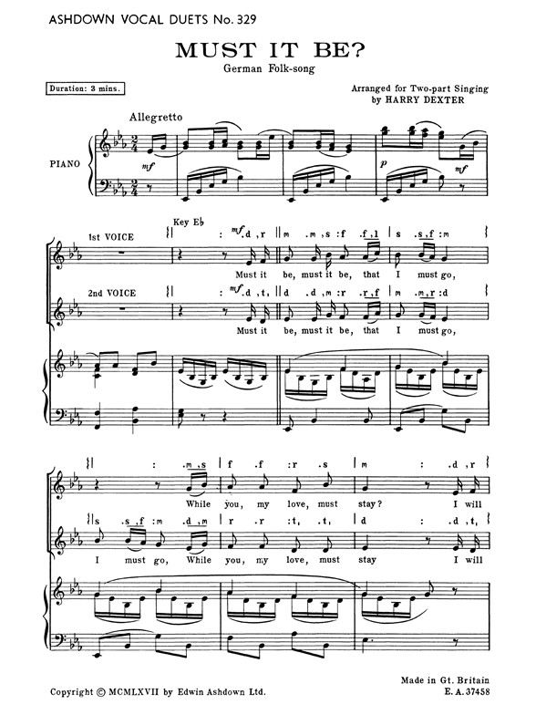 Dexter, H Must It Be? 2pt/Piano