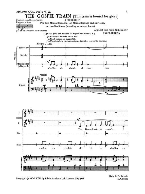 Hudson, H Gospel Train Duet/Piano