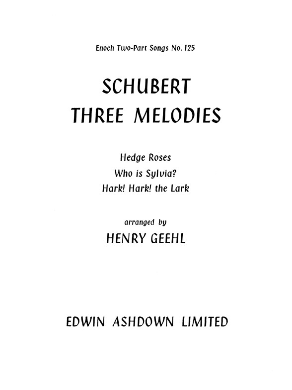 Geehl, H Schubert Three Melodies 2 Pt