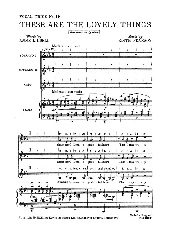 Pearson, E These Are The Lovely Things Ssa/Pf