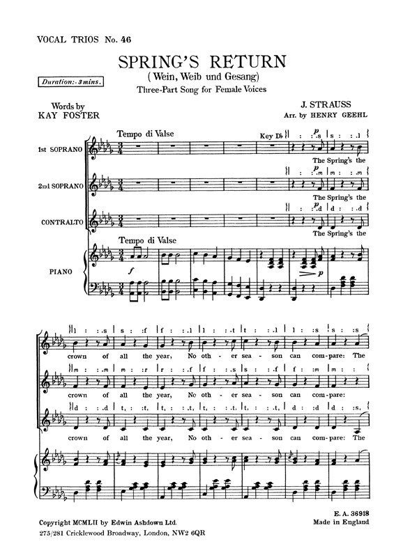 Strauss, J Spring's Return Ssa