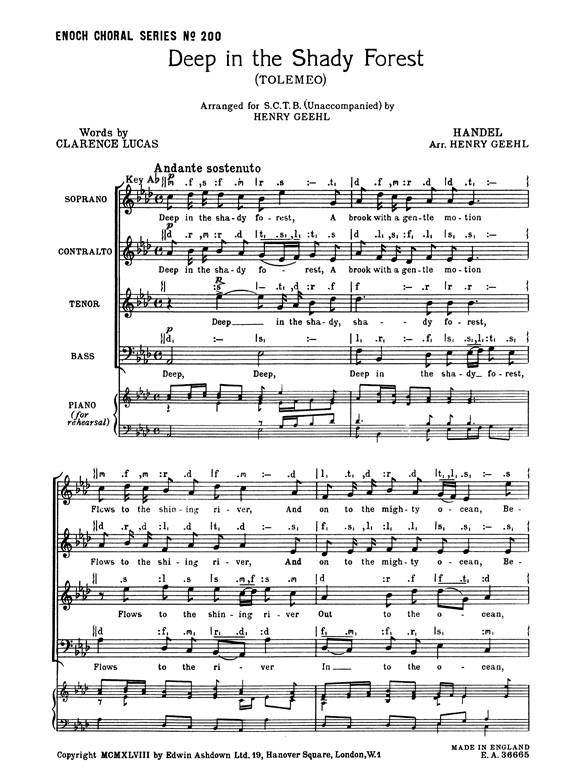Handel, G.F Deep In The Shady Forest Satb