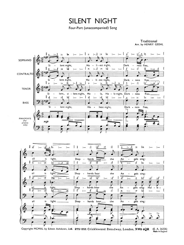 Traditional (Geehl) Silent Night Satb
