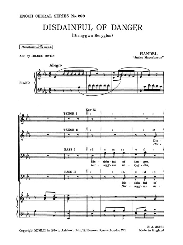 Handel Disdainful Of Danger Ttbb