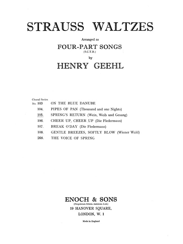 STRAUSS SPRING'S RETURN SATB/PIANO ARR.GEEHL