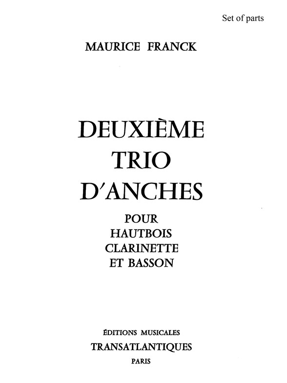 Maurice Franck: 2Ème Trio D'Anches