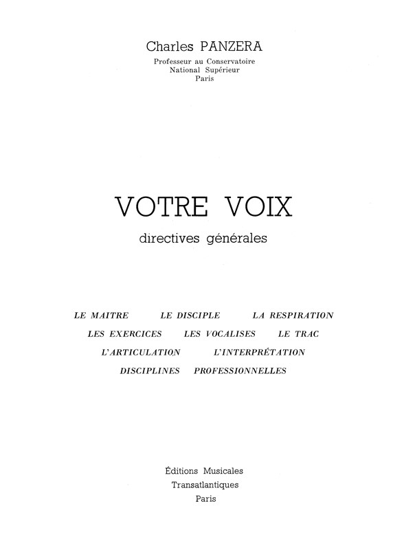 Charles Panzera: Votre Voix
