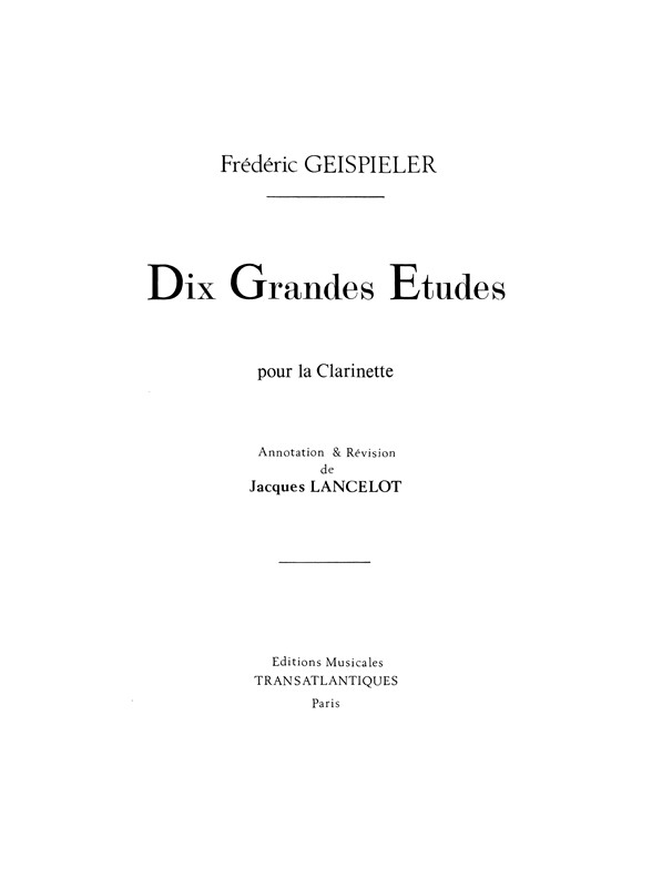 Frédéric Geispieler: 10 Grandes Études
