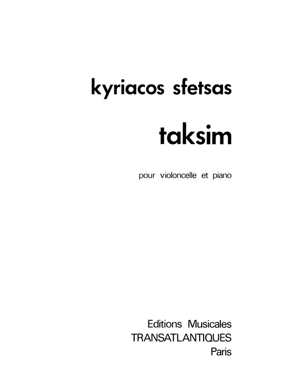 Kyriacos Sfetsas: Taksim
