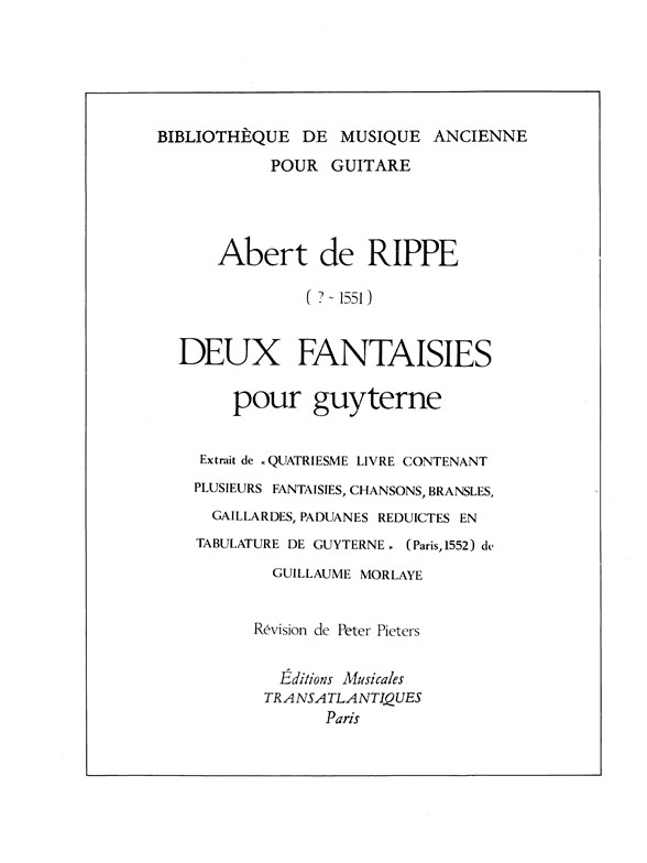Albert De Rippe: Deux Fantaisies