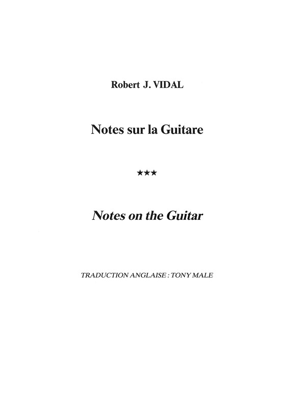 Robert Vidal: Notes Sur La Guitare