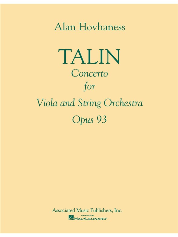 Alan Hovhaness: Talin Concerto For Viola And String Orchestra Op. 93