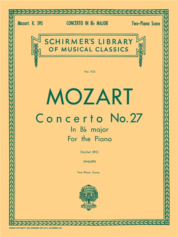 W.A. Mozart: Piano Concerto No.27 In B Flat K.595 (2 Piano Score)