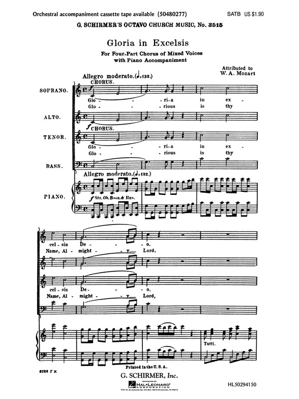W.A. Mozart: Gloria In Excelsis (Twelfth Mass)