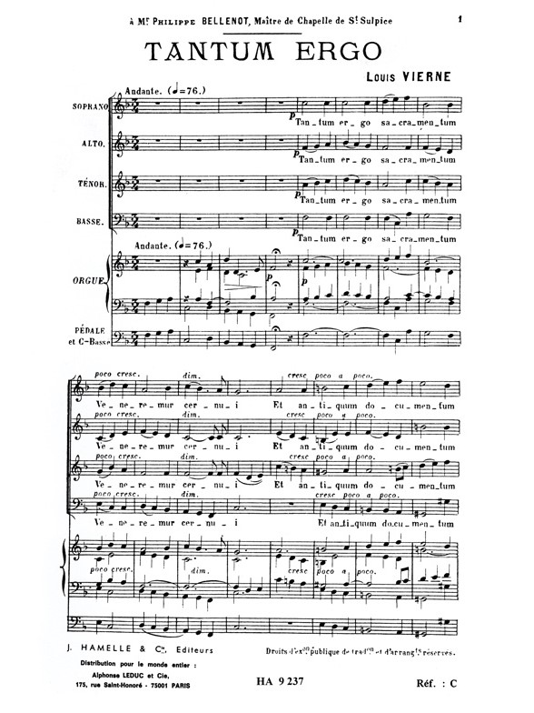 Louis Vierne: Tantum Ergo Op.2 (SATB/Organ)