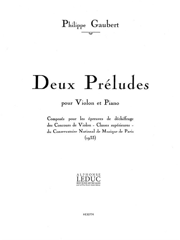 Philippe Gaubert: 2 Préludes (Violin & Piano)