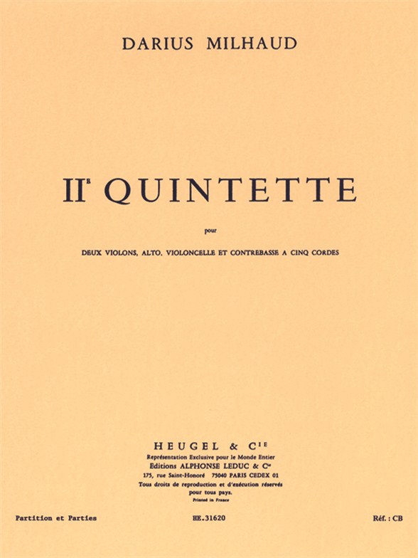 Darius Milhaud: Quintette No.2, Op.316 (Quintet-Strings)