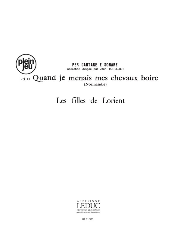 Turellier Per Cantare E Sonare Quand Je Menais Chevaux Voice & Inst Bk