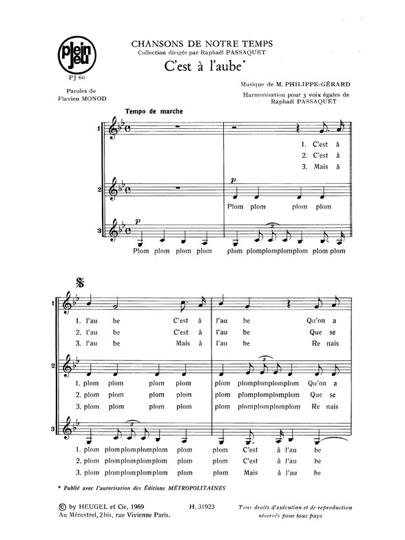 Gerard Passaquet Chansons De Notre Temps Pj60 C'est A L'aube 3 Part