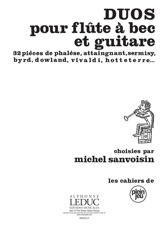 Sanvoisin Duos Pour Flute A Bec Et Guitare Cpj4 Recorder & Guitar Book
