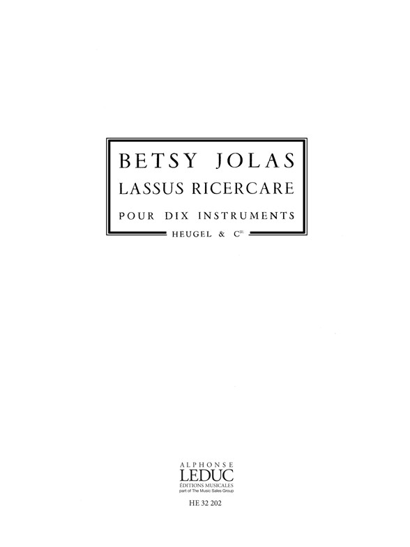Betsy Jolas: Lassus Ricercare (PH299) (Ensemble-Mixed 8 or more)
