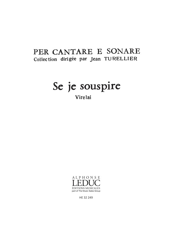 Machaut Per Cantare E Sonare Pj270 Se Je Souspire Voice & Inst Book